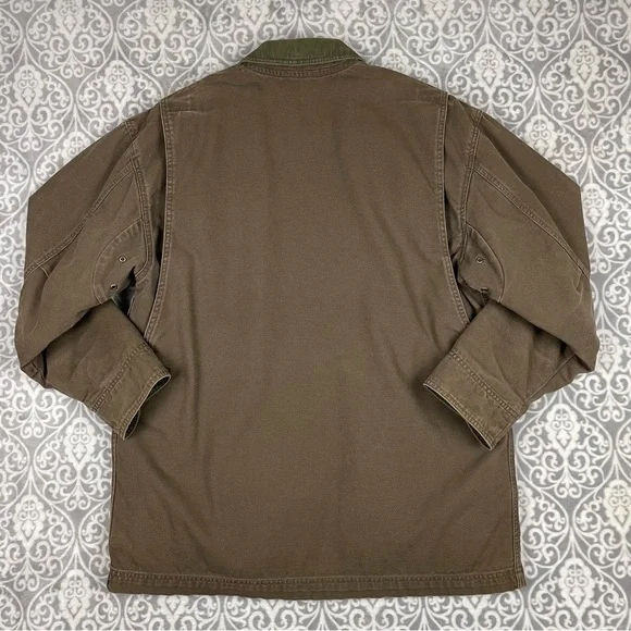 vintage L.L. Bean chore jacket flannel lined brown twill wind resistant men's L - Picture 2 of 9